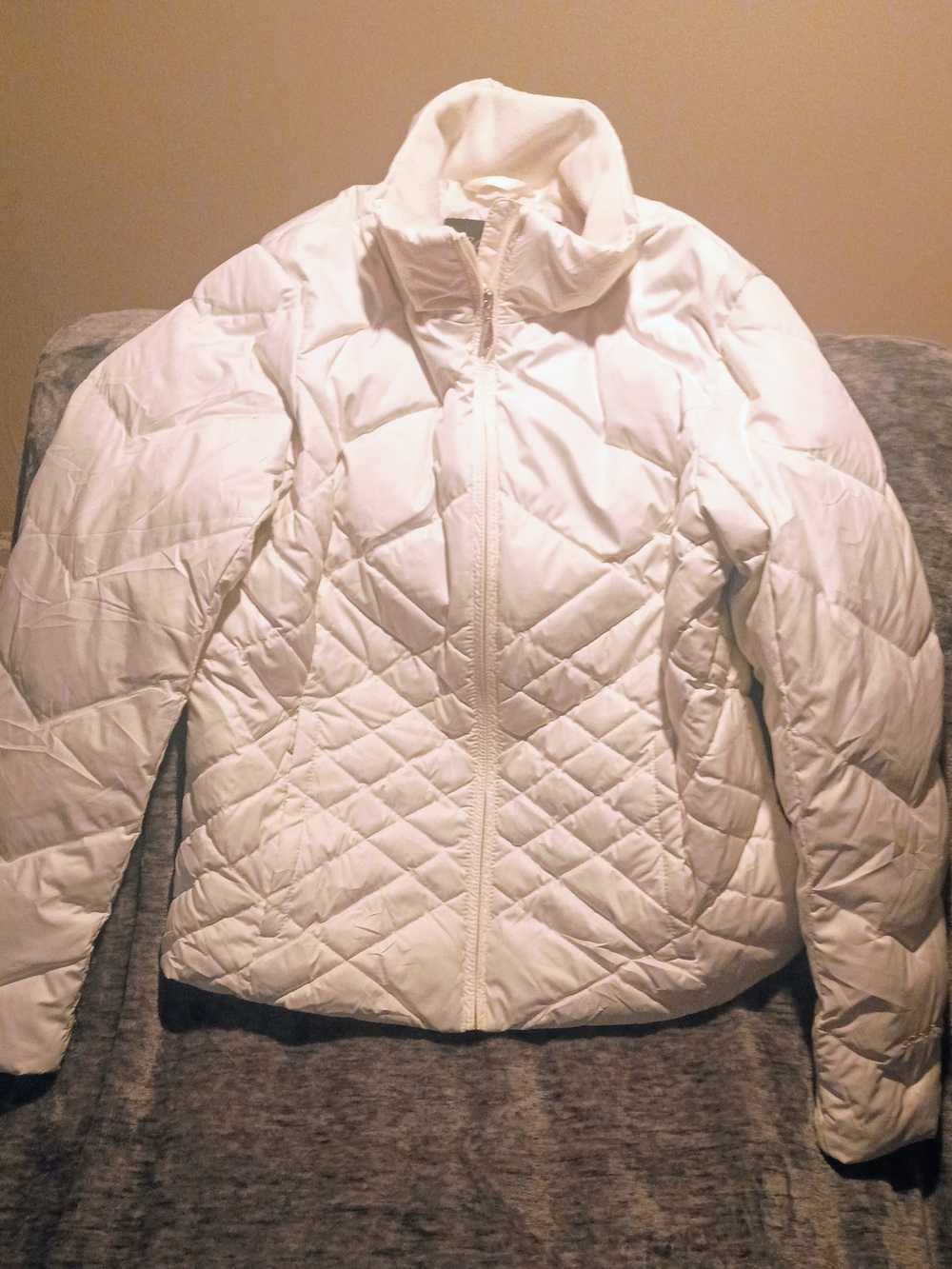 Eddie Bauer White Diamond Quilted Goose Down Puffer Jacket - Women's Size M